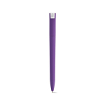 Bolígrafo con cuerpo de plástico reciclado, clip grande y tinta azul color violeta vista trasera