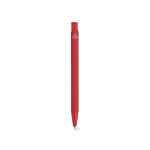 Bolígrafo de aluminio reciclado con acabado engomado y tinta azul color rojo vista trasera