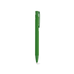 Bolígrafo de aluminio reciclado con acabado engomado y tinta azul color verde segunda vista
