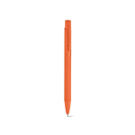 Bolígrafo de aluminio reciclado con acabado engomado y tinta azul color naranja