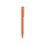 Bolígrafo de aluminio reciclado con acabado engomado y tinta azul color naranja segunda vista