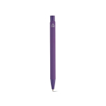 Bolígrafo de aluminio reciclado con acabado engomado y tinta azul color violeta vista trasera