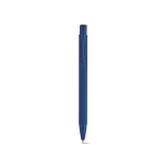 Bolígrafo de aluminio reciclado con acabado engomado y tinta azul color azul marino vista frontal
