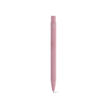 Bolígrafo de aluminio reciclado con acabado engomado y tinta azul color rosa claro vista trasera