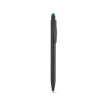 Bolígrafo de aluminio reciclado con puntero táctil y tinta azul color verde