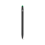Bolígrafo de aluminio reciclado con puntero táctil y tinta azul color verde vista trasera