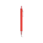 Bolígrafo de aluminio reciclado y sistema de botón pulsador tinta azul color rojo segunda vista