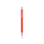 Bolígrafo de aluminio reciclado y sistema de botón pulsador tinta azul color rojo vista frontal