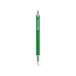 Bolígrafo de aluminio reciclado y sistema de botón pulsador tinta azul color verde vista frontal
