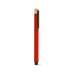 Bolígrafo roller de aluminio reciclado y bambú con tinta azul color rojo