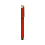 Bolígrafo roller de aluminio reciclado y bambú con tinta azul color rojo segunda vista