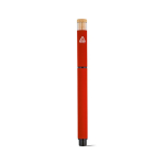 Bolígrafo roller de aluminio reciclado y bambú con tinta azul color rojo vista trasera