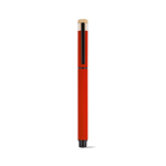 Bolígrafo roller de aluminio reciclado y bambú con tinta azul color rojo vista frontal