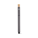 Bolígrafo roller de aluminio reciclado y bambú con tinta azul color gris vista trasera