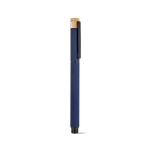Bolígrafo roller de aluminio reciclado y bambú con tinta azul color azul marino