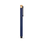 Bolígrafo roller de aluminio reciclado y bambú con tinta azul color azul marino segunda vista
