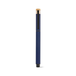 Bolígrafo roller de aluminio reciclado y bambú con tinta azul color azul marino vista frontal