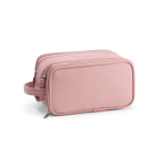 Neceser de piel sintética reciclada con colgante y tres compartimentos color rosa segunda vista