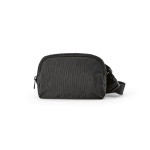 Riñonera de nylon reciclado impermeable con bolsillo trasero 1,5L color negro vista frontal