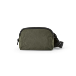 Riñonera de nylon reciclado impermeable con bolsillo trasero 1,5L color verde oscuro vista frontal