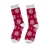 Calcetines navideños de suave poliéster en bola transparente de adorno color rojo primera vista