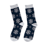 Calcetines navideños de suave poliéster en bola transparente de adorno color azul marino primera vista