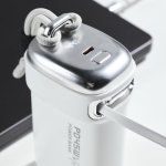 Powerbank con cable retráctil y pantalla digital de 20.000 mAh color blanco