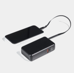 Powerbank compacto con cable retráctil y carga rápida 10.000 mAh color negro
