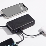 Powerbank compacto con cable retráctil y carga rápida 10.000 mAh color negro