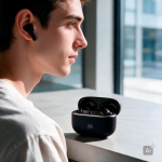 Auriculares inalámbricos cómodos con cancelación de ruido ambiental color negro