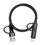 Cable de carga magnético con 3 tipos de conexión y potencia de 60W color negro