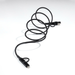 Cable de carga magnético con 3 tipos de conexión y potencia de 60W color negro
