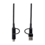 Cable de carga magnético con 3 tipos de conexión y potencia de 60W color negro