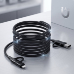 Cable de carga magnético con 3 tipos de conexión y potencia de 60W color negro vista 1
