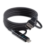 Cable de carga magnético con 3 tipos de conexión y potencia de 60W color negro