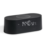 Altavoz BT 4 en 1 con carga inalámbrica, reloj digital y luz 10W color negro