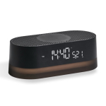 Altavoz BT 4 en 1 con carga inalámbrica, reloj digital y luz 10W color negro
