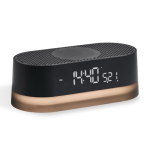Altavoz BT 4 en 1 con carga inalámbrica, reloj digital y luz 10W color negro