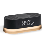 Altavoz BT 4 en 1 con carga inalámbrica, reloj digital y luz 10W color negro