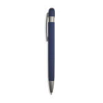 Bolígrafo de aluminio engomado y detalles en relieve tinta azul color azul marino
