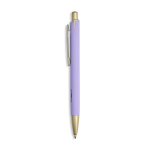 Bolígrafo de aluminio con detalles dorados mate y recortes tinta azul color violeta