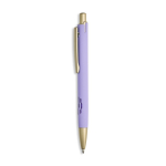 Bolígrafo de aluminio con detalles dorados mate y recortes tinta azul color violeta