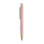 Bolígrafo de aluminio con detalles dorados mate y recortes tinta azul color rosa claro