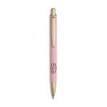 Bolígrafo de aluminio con detalles dorados mate y recortes tinta azul color rosa claro