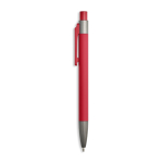Bolígrafo de aluminio engomado con clip de plástico y tinta azul color rojo