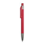 Bolígrafo de aluminio engomado con clip de plástico y tinta azul color rojo