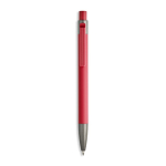 Bolígrafo de aluminio engomado con clip de plástico y tinta azul color rojo
