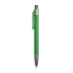 Bolígrafo de aluminio engomado con clip de plástico y tinta azul color verde