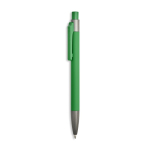 Bolígrafo de aluminio engomado con clip de plástico y tinta azul color verde