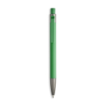 Bolígrafo de aluminio engomado con clip de plástico y tinta azul color verde